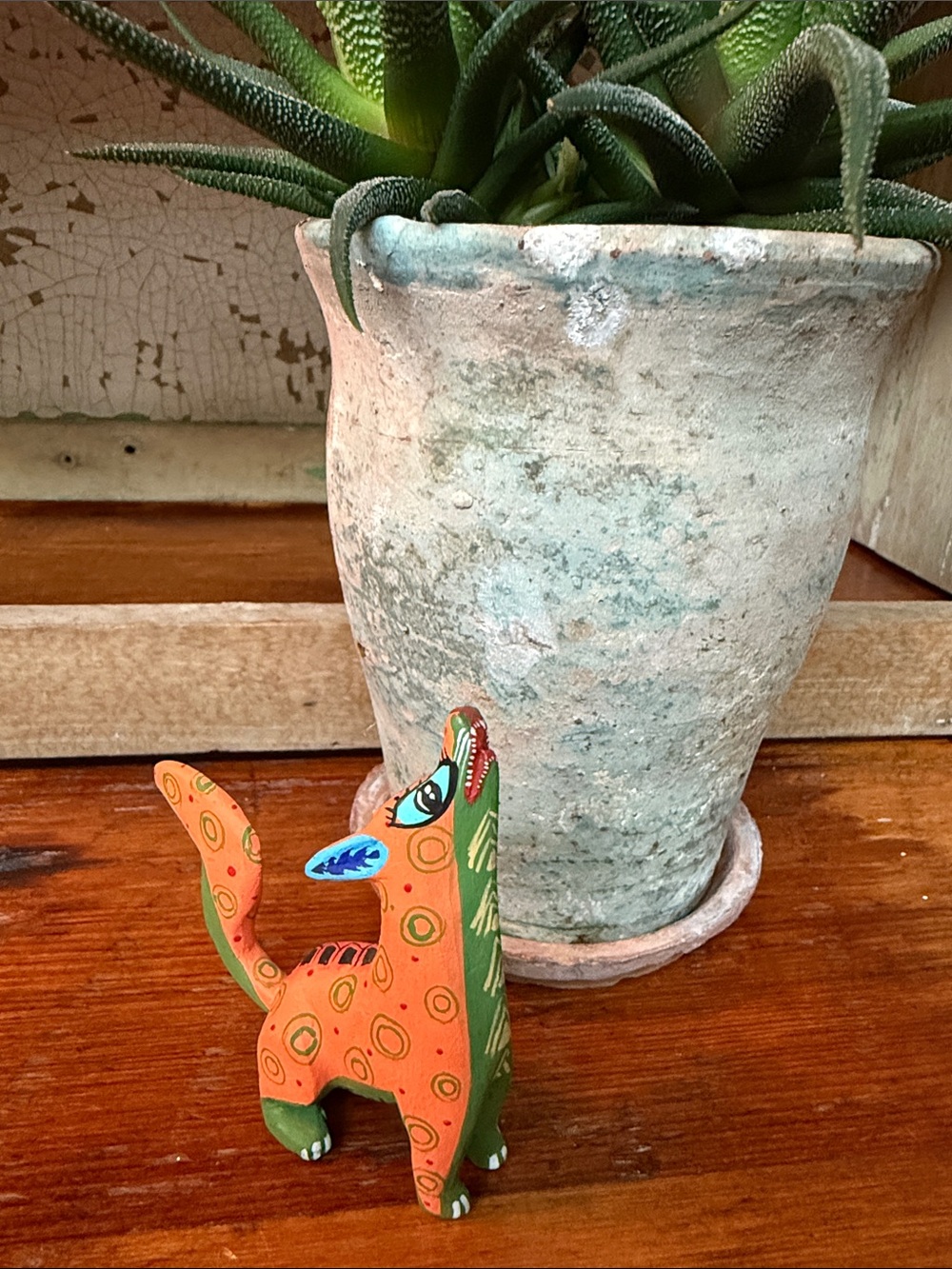 🌵 Alebrijes Howling Coyote Oaxacan Mexican Carved Wood Folk Art Collectable